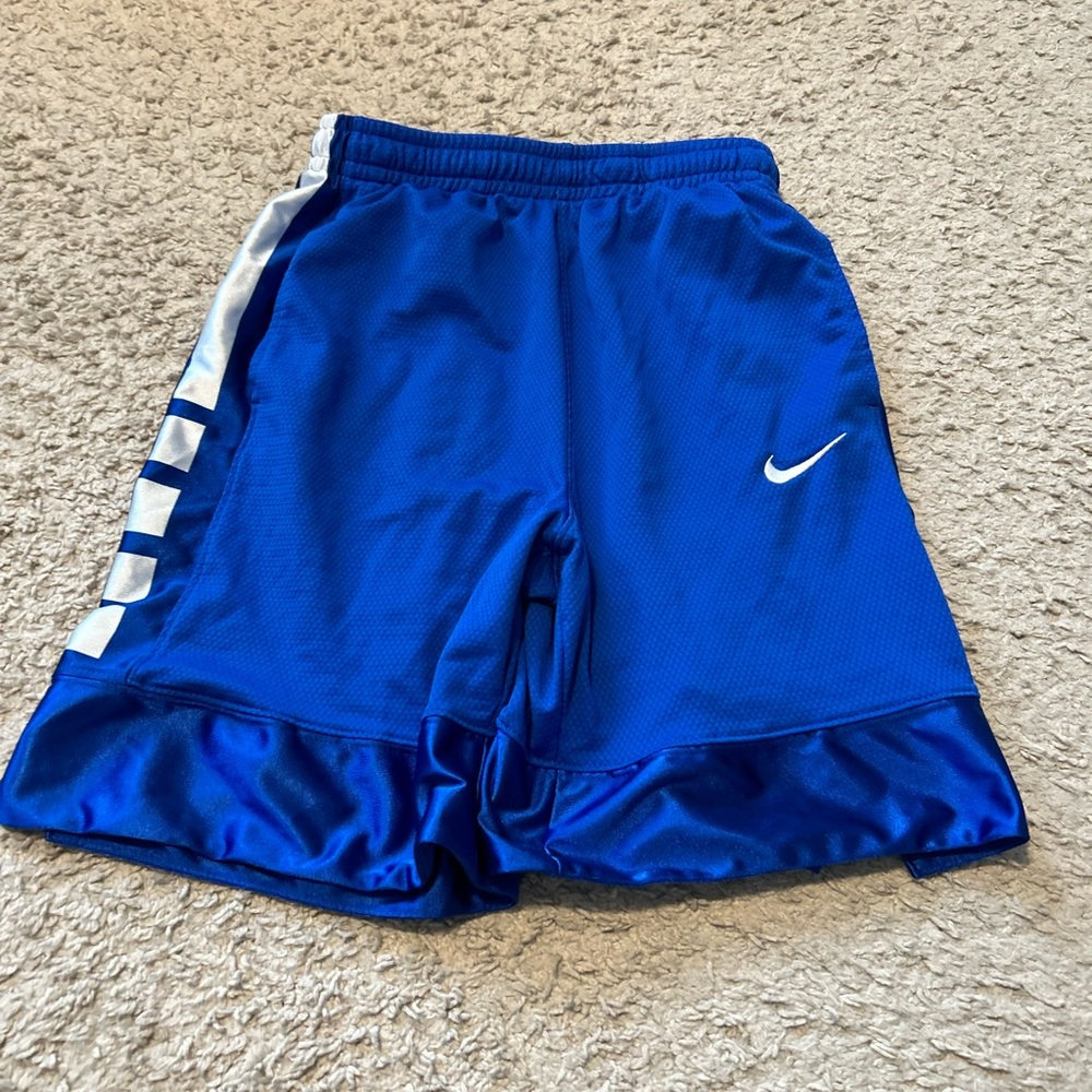 Nike Blue Athletic Shorts with White Swoosh